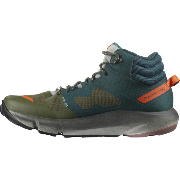 Green / Olive Salomon Predict Hike Mid GTX Men's Hiking Boots | PH 51849A